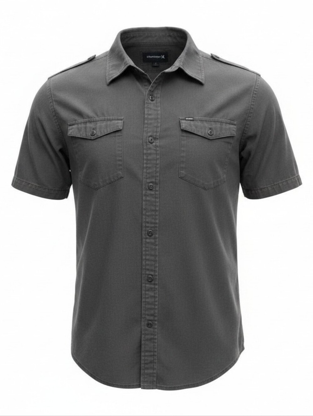 Hurley Short-Sleeve Button-Down Work Charcoal